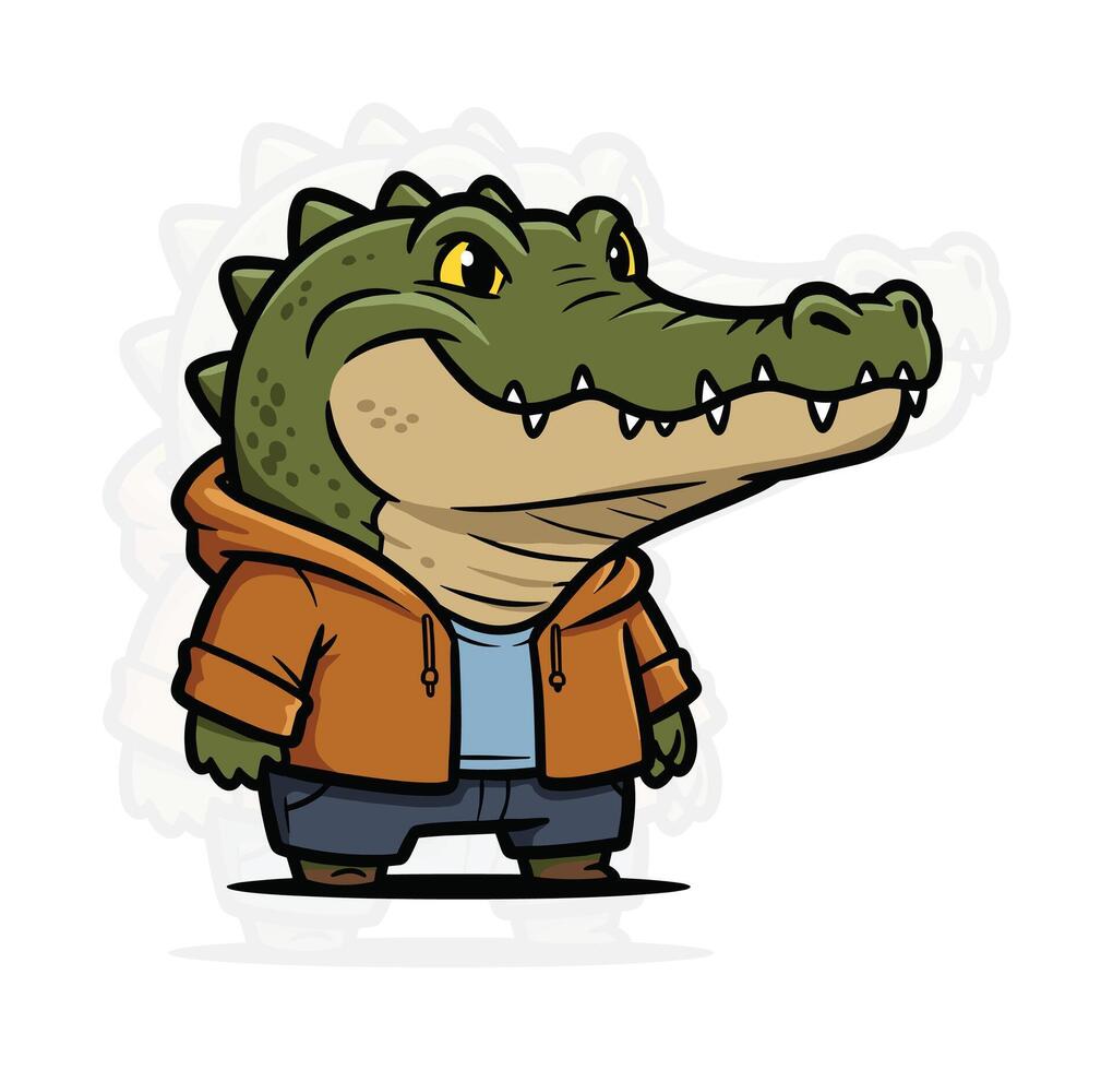 Chibi Crocodile Cute Animal Illustration vector