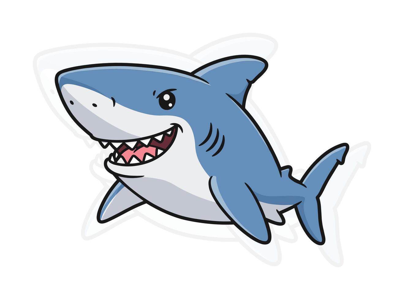 Chibi Shark Adorable Underwater Illustration vector