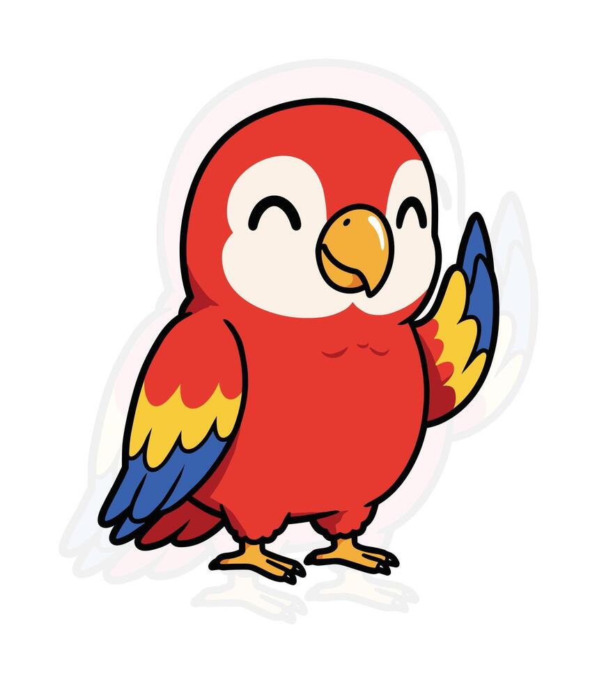 Chibi Parrot Illustration Adorable Tropical Bird vector