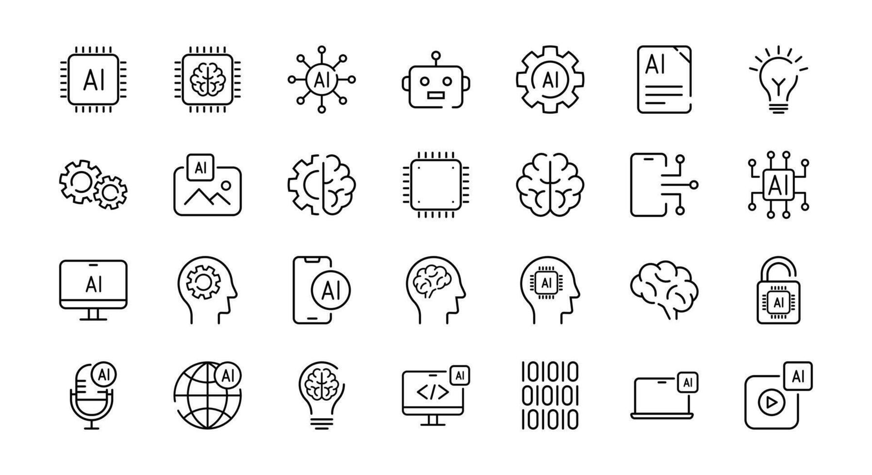 Artificial Intelligence Icon Set Technology and Innovation Line Icon vector