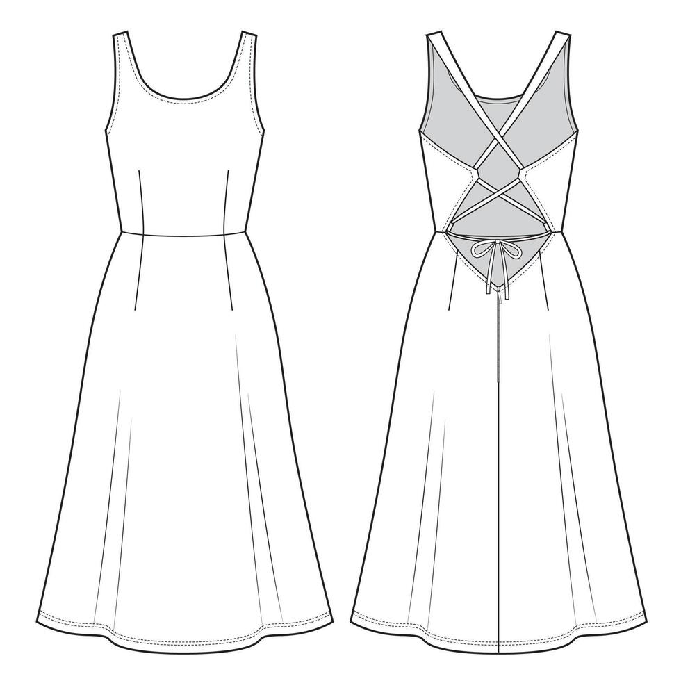 Coctail midi dress with open back vector