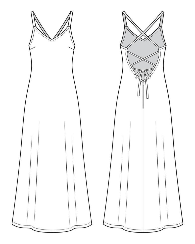 Coctail maxi dress with open back vector