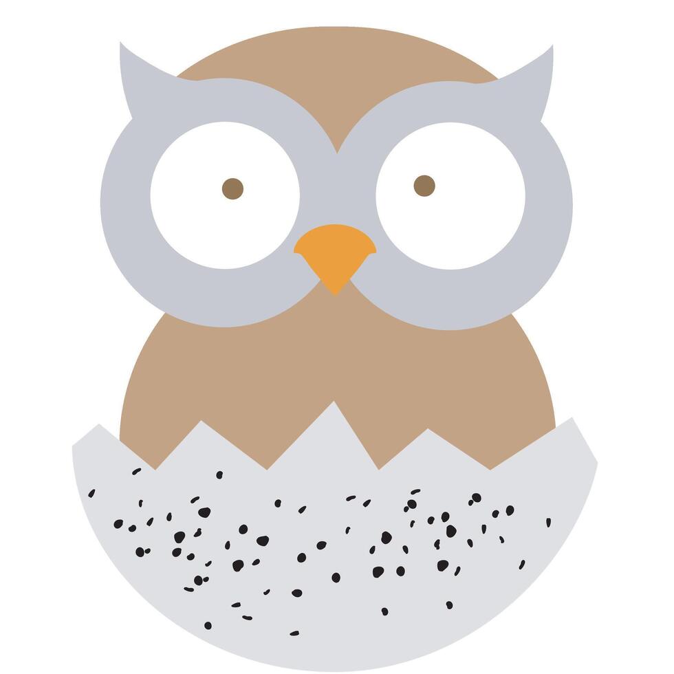 baby owl coming out of egg vector