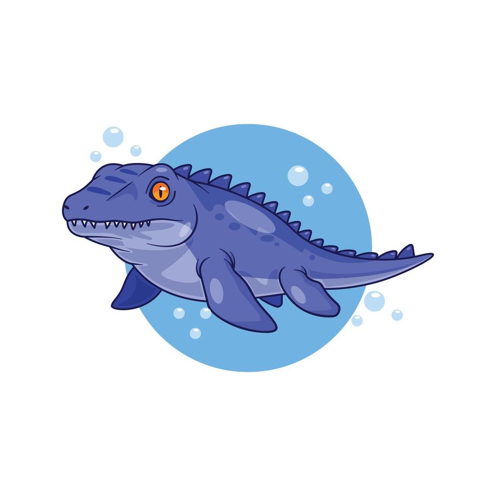 cartoon illustration of mosasaurus. cartoon illustration dinosaur suitable for poster, brochure, web, mascot, sticker, etc. vector