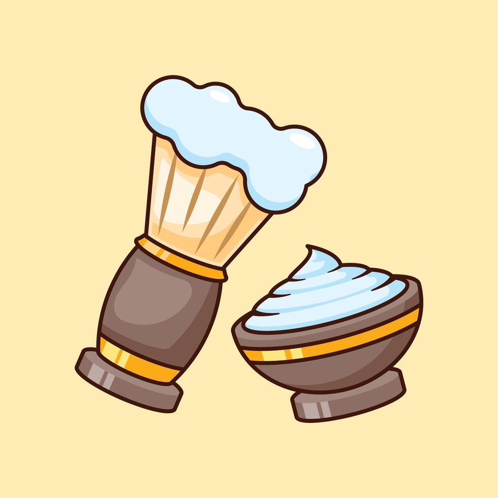 cartoon illustration of shave brush tool for barber shop vector