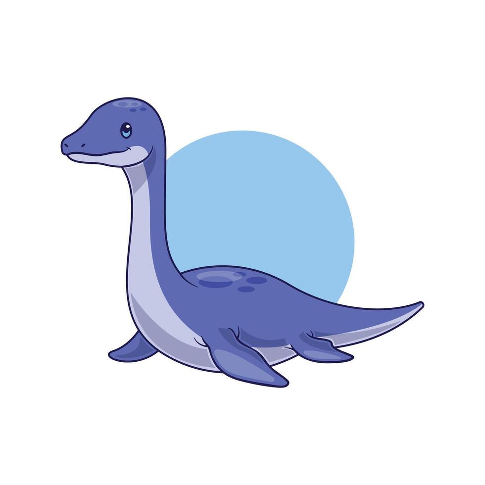 Cartoon Illustration of Plesiosaurus Dinosaur vector