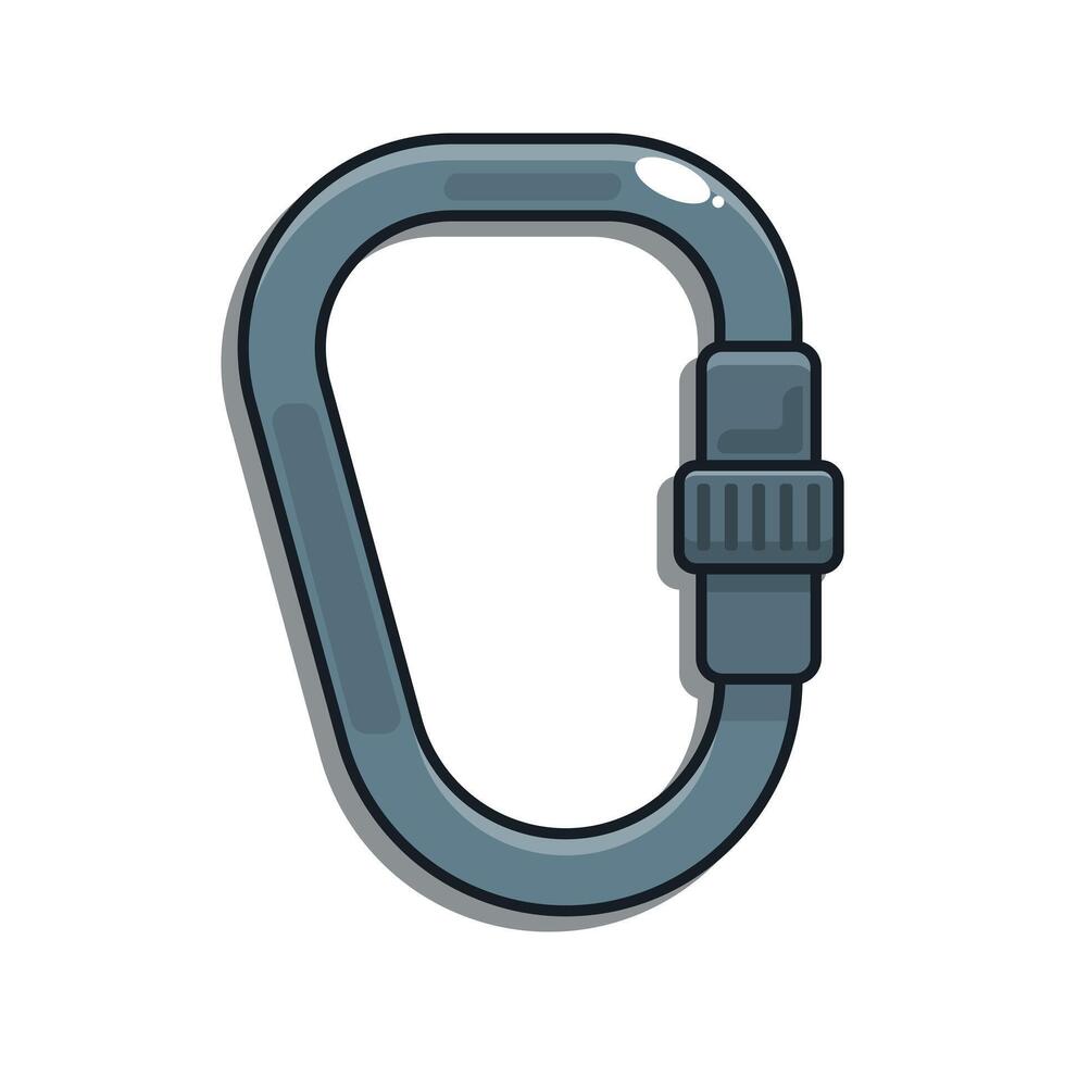 cartoon illustration of metal carabiner climbing vector