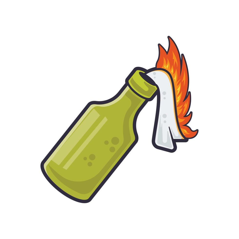 cartoon illustration of molotov cocktail bottle vector