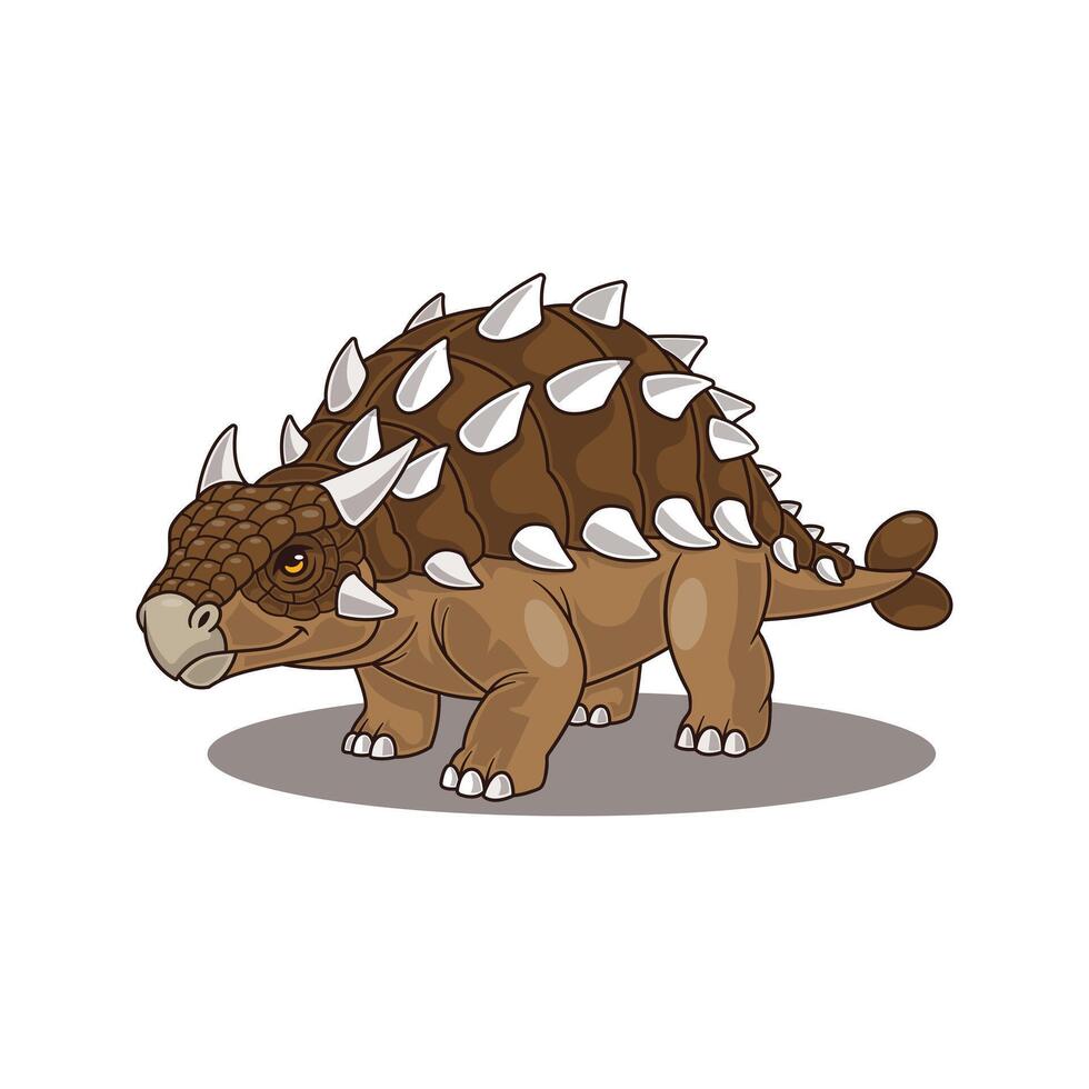 cartoon illustration of ankylosaurus. cartoon illustration dinosaur suitable for poster, brochure, web, mascot, sticker, etc. vector