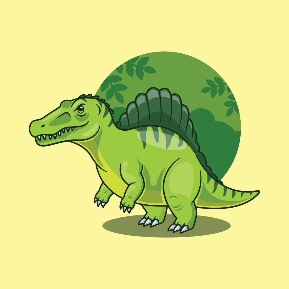 Cartoon Illustration of Spinosaurus Dinosaur vector