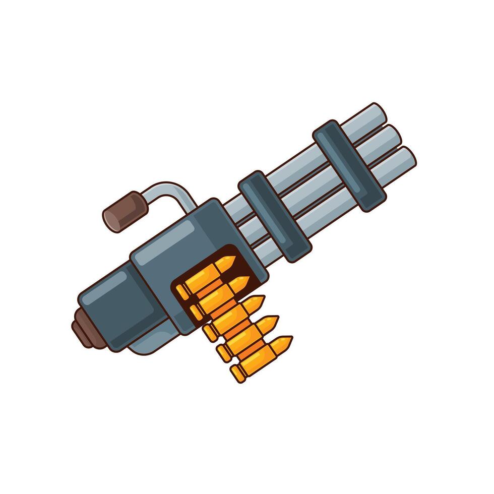 cartoon illustration of heavy machine gun vector