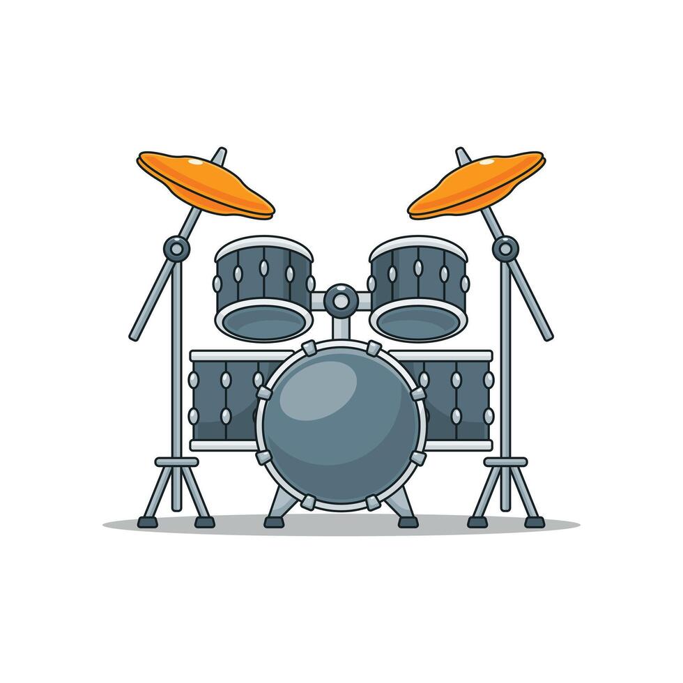 cartoon illustration of drum set vector