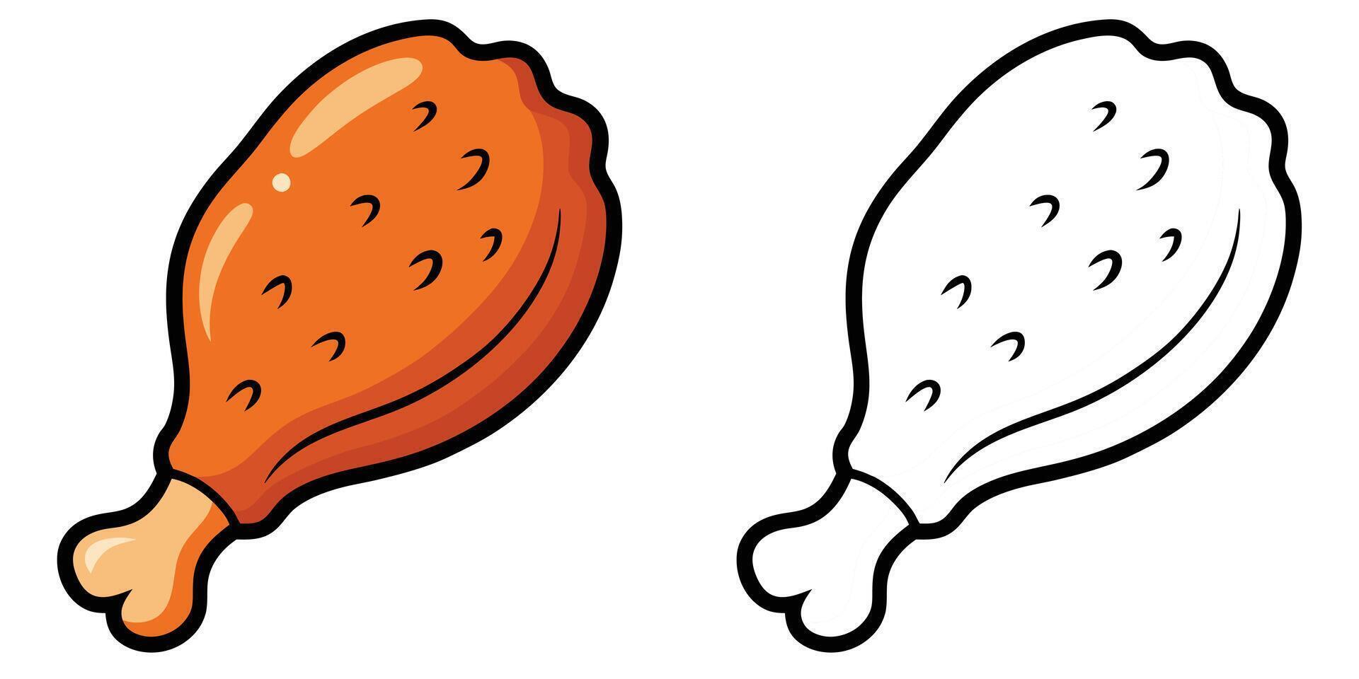 Chicken leg and wing illustration vector