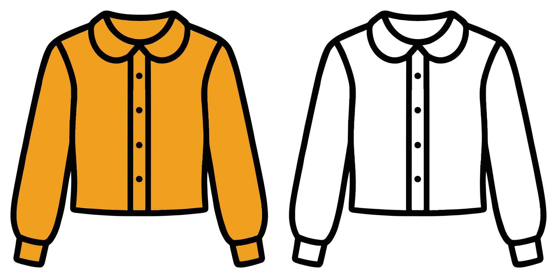 Coloring Page For Kids A sheer blouse. Clothing Outline With Illustration vector