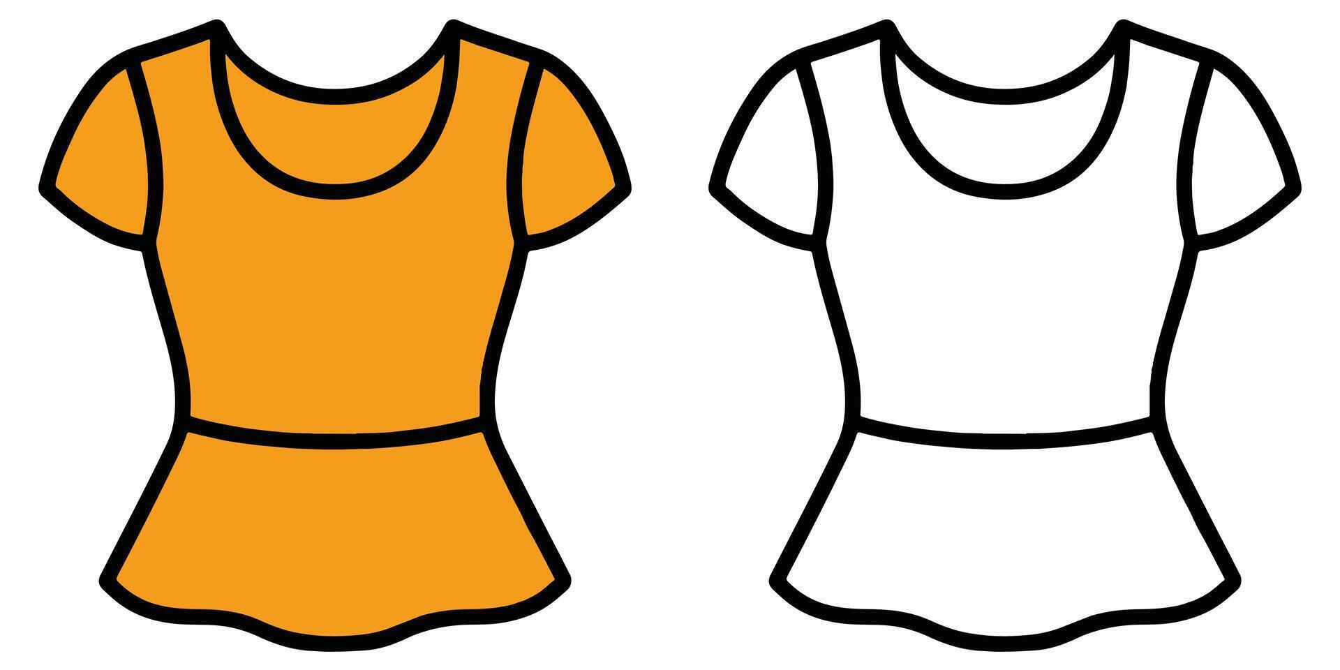 Coloring Page For Kids A peplum top. Clothing Outline With Illustration vector