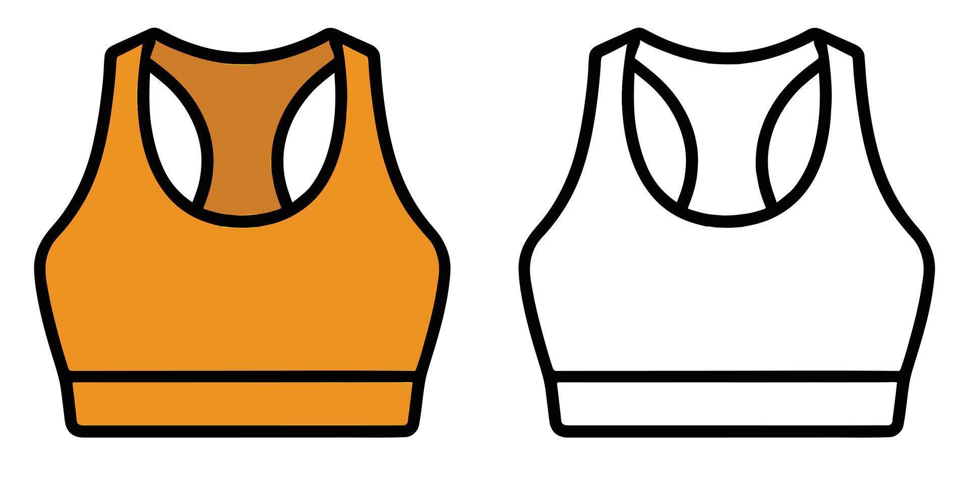 Coloring Page For Kids A racerback sports bra. Clothing Outline With Illustration vector