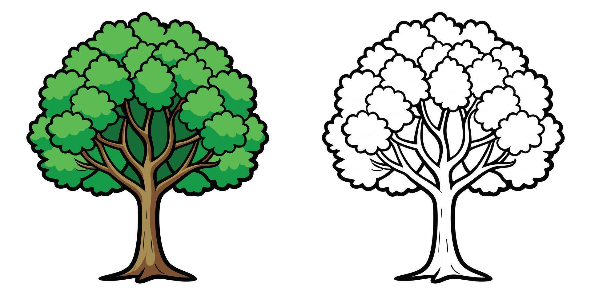 Two trees with leaves and branches vector
