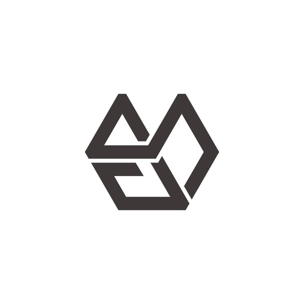 letter cm simple geometric hexagonal linear logo vector