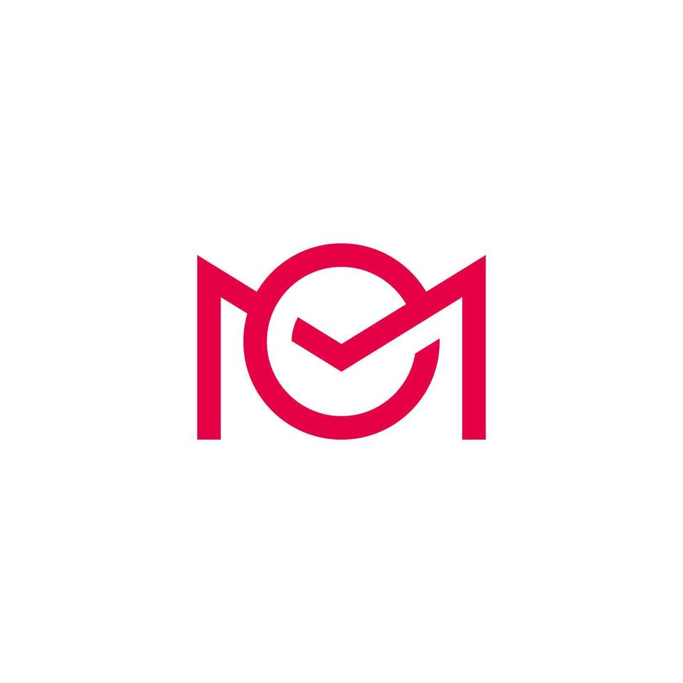 letter em simple check mark linked logo vector