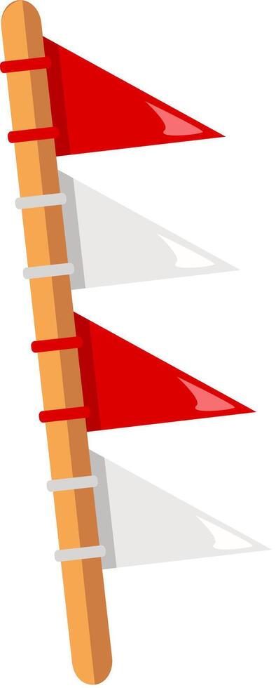 Indonesia's National Flag with Bold Red and White Stripes on a Wooden Pole Celebrating Independence Day as Decoration vector