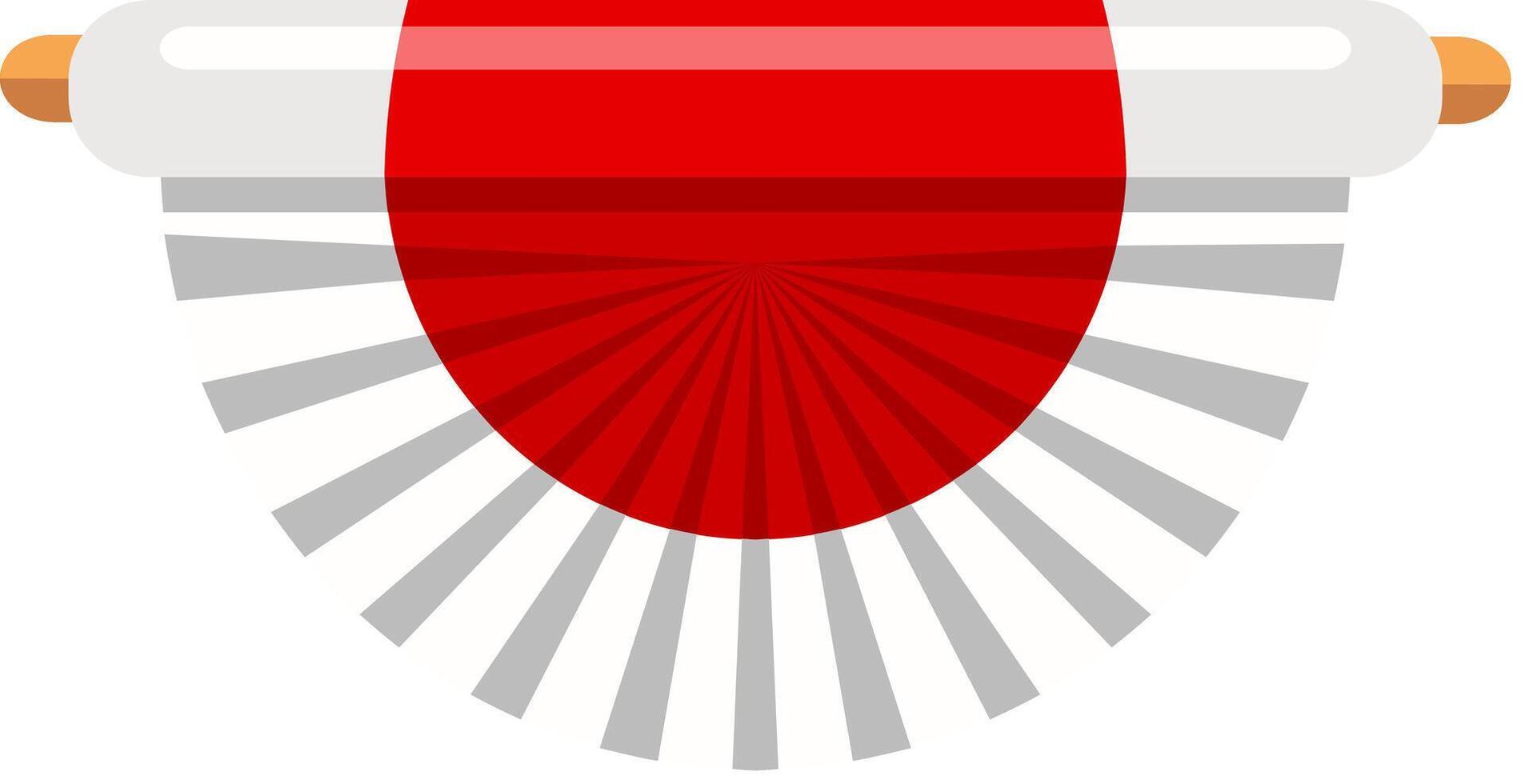 A stylized Japan fan design featuring red and white colors symbolizing culture. vector