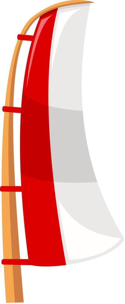 Indonesia's National Flag with Bold Red and White Stripes on a Wooden Pole Celebrating Independence Day on August 17 vector