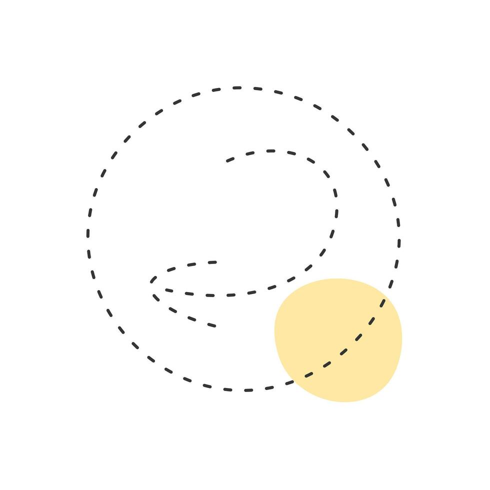 Circular path and motion concept with an arrow and yellow circle vector