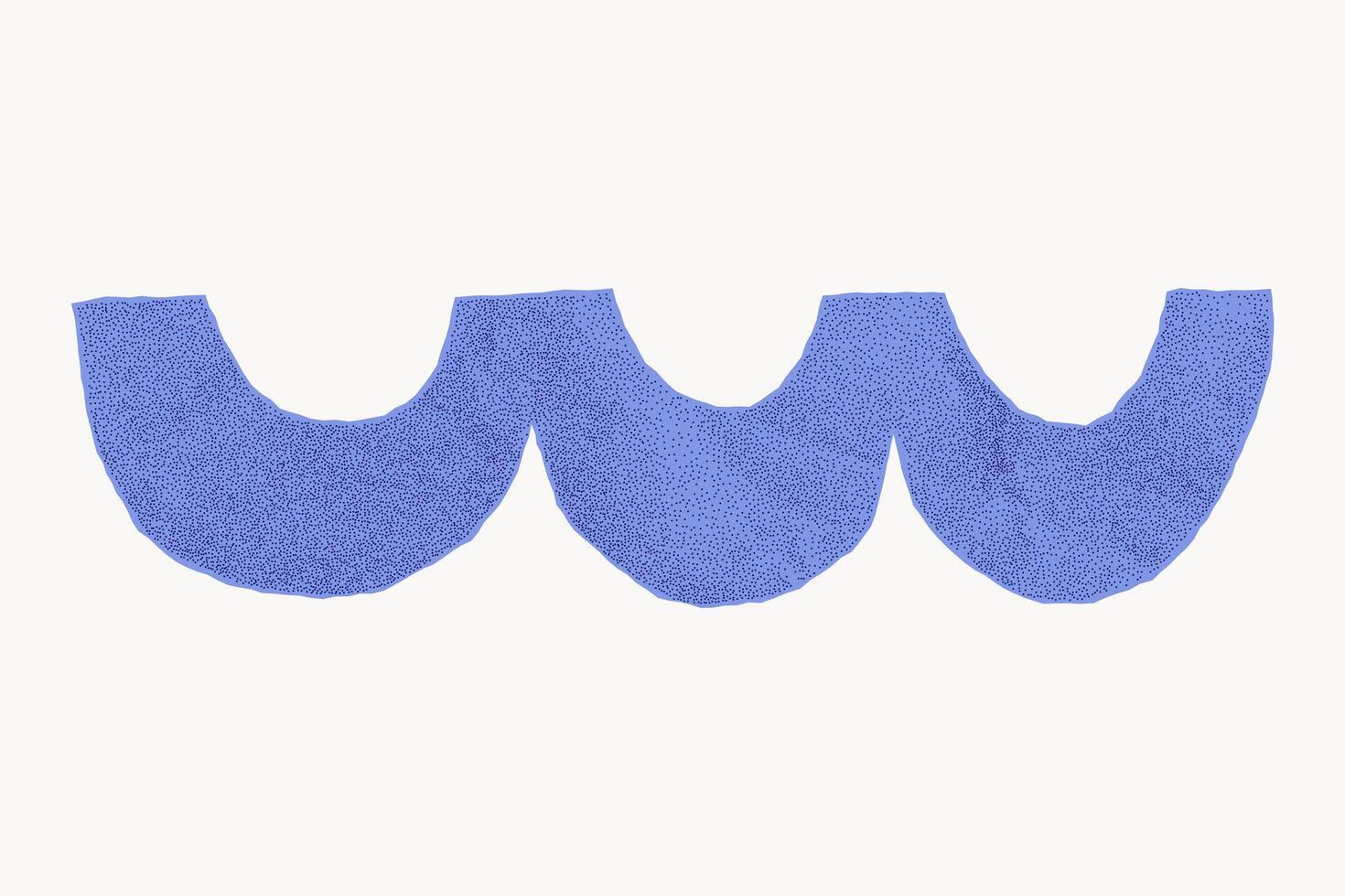 Irregular geometric squiggle shape with jagged torn edges on white background. Crumpled blue paper sticker with halftone gritty texture. vector