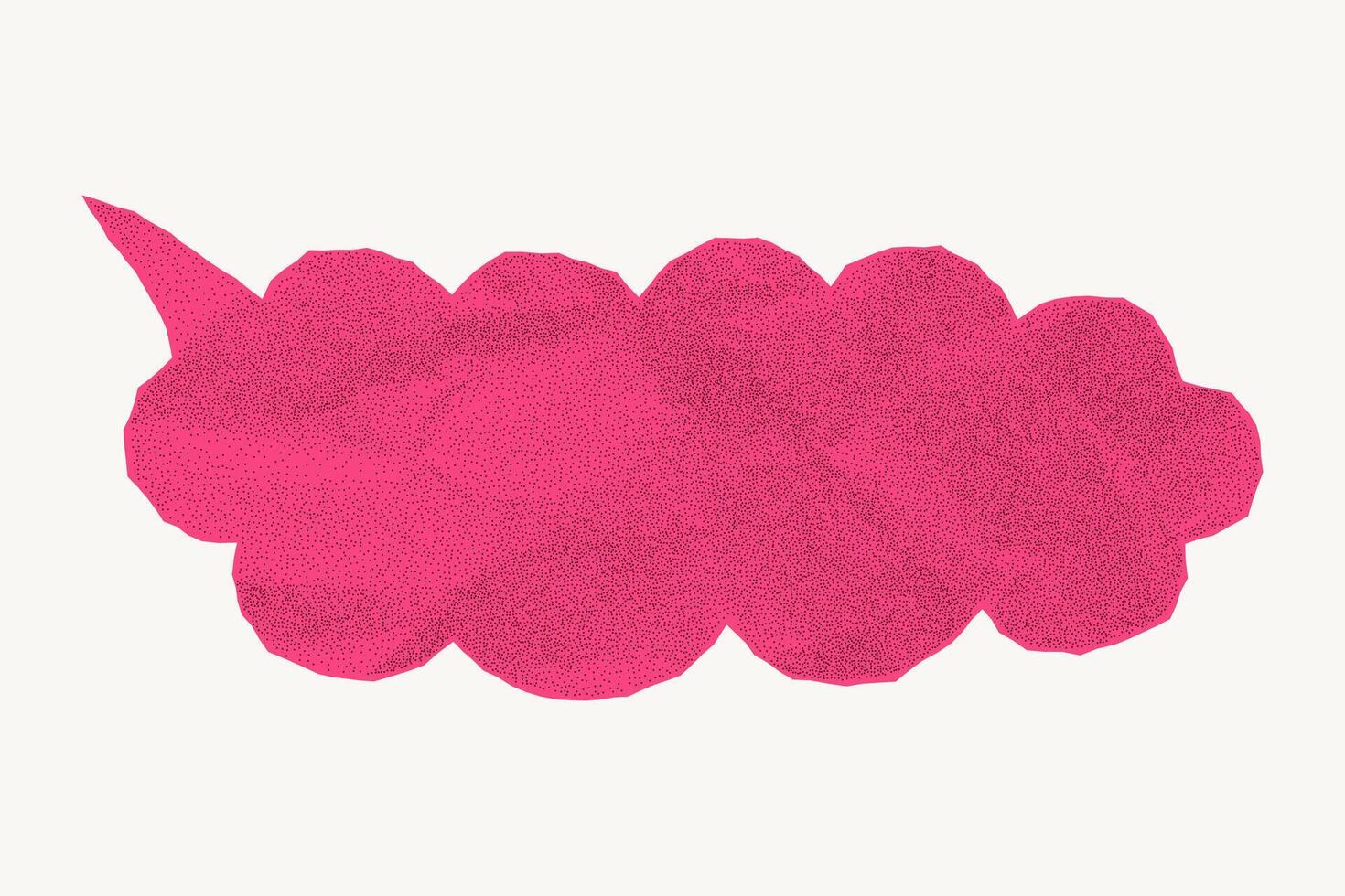 Bright pink speech bubble in vintage style on white background. Crumpled paper with rough torn edges, gritty dots and halftone. vector