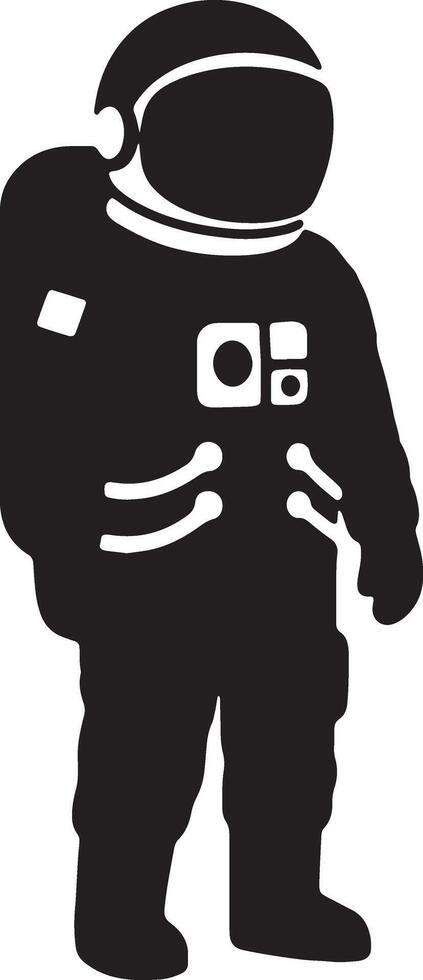 Solitary Astronaut in Space Suit, Standing Silhouetted Against a White Background, Evoking a Sense of Mystery and Isolation vector