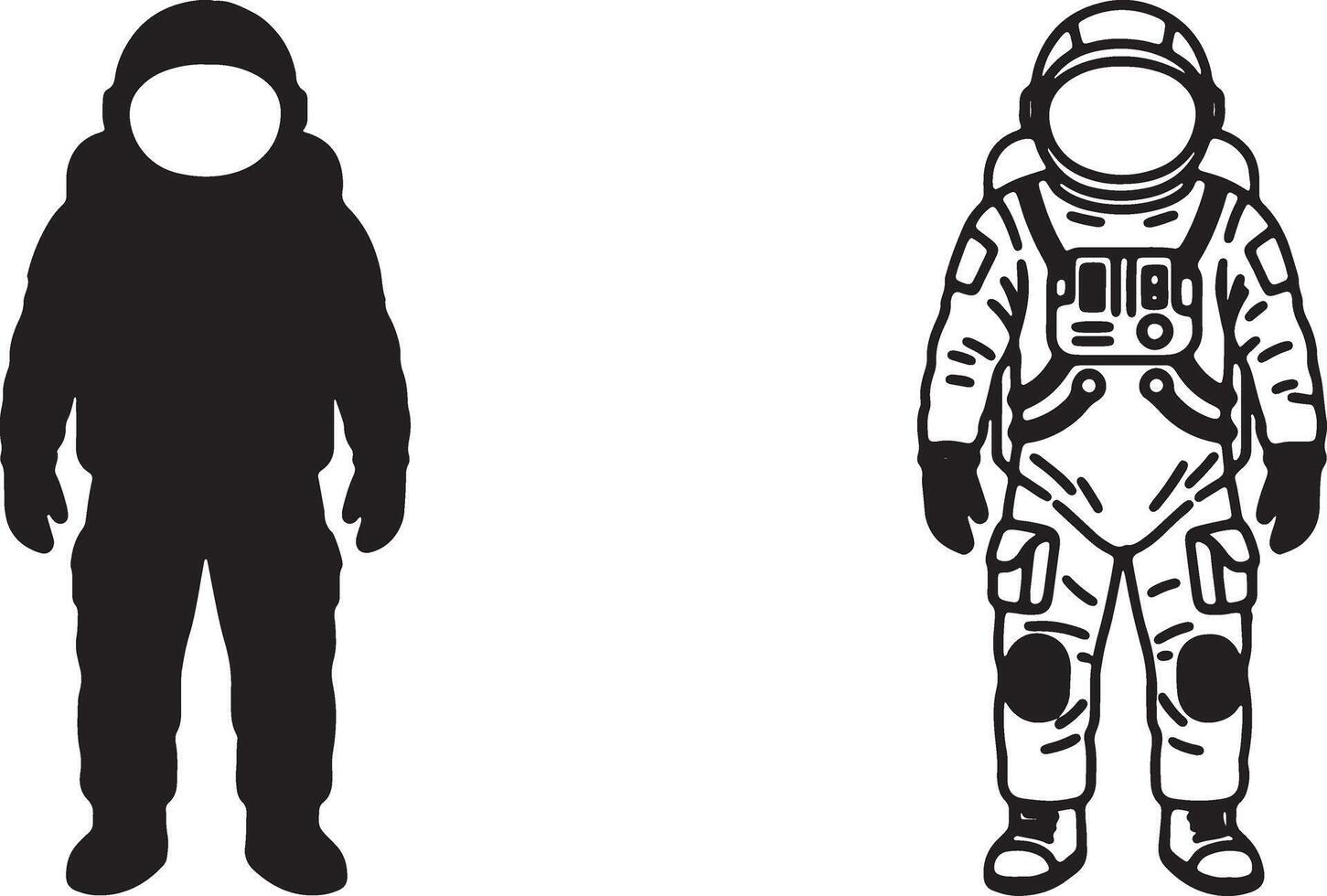 Mysterious Monochrome Astronaut Silhouettes A Dramatic Space Exploration Illustration - Professional digital artwork with vibrant colors and detailed composition vector