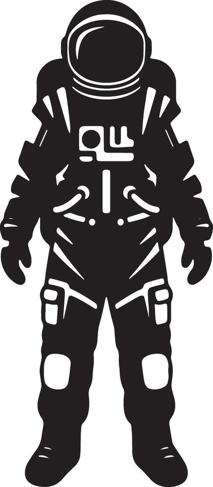 A Bold Silhouette of a Lone Astronaut Standing in the Mysterious Void of Space, Evoking a Sense of Wonder and Isolation vector