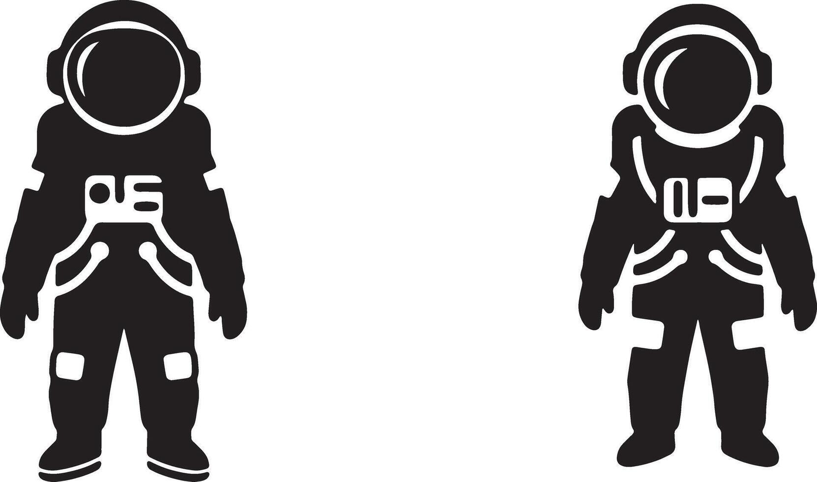 Two Silhouetted Astronauts Standing in Space A Dramatic Black and White Illustration of Cosmic Exploration vector