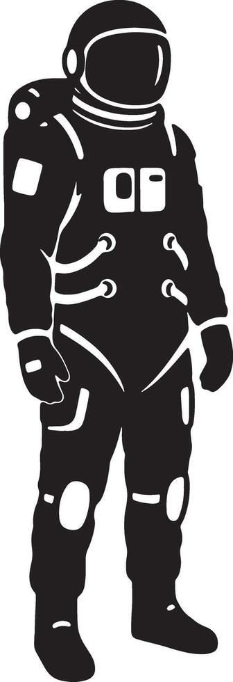 Mysterious Astronaut Silhouette Standing in Space A Dramatic Black and White Illustration - Professional digital artwork with vibrant colors and detailed composition vector