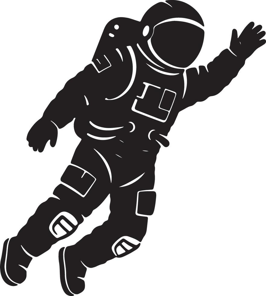 Silhouette of a Joyful Astronaut Floating in Space A Dramatic, Monochrome Space Exploration Image - Professional digital artwork with vibrant colors and detailed composition vector
