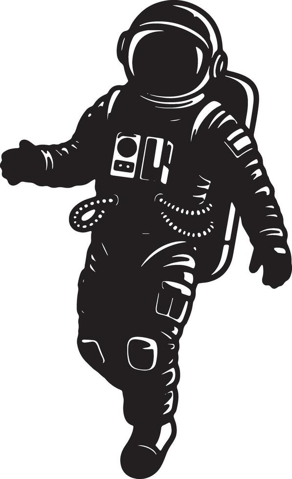 Mysterious Monochrome Astronaut Floating in Space A Dramatic Silhouette Illustration - Professional digital artwork with vibrant colors and detailed composition vector