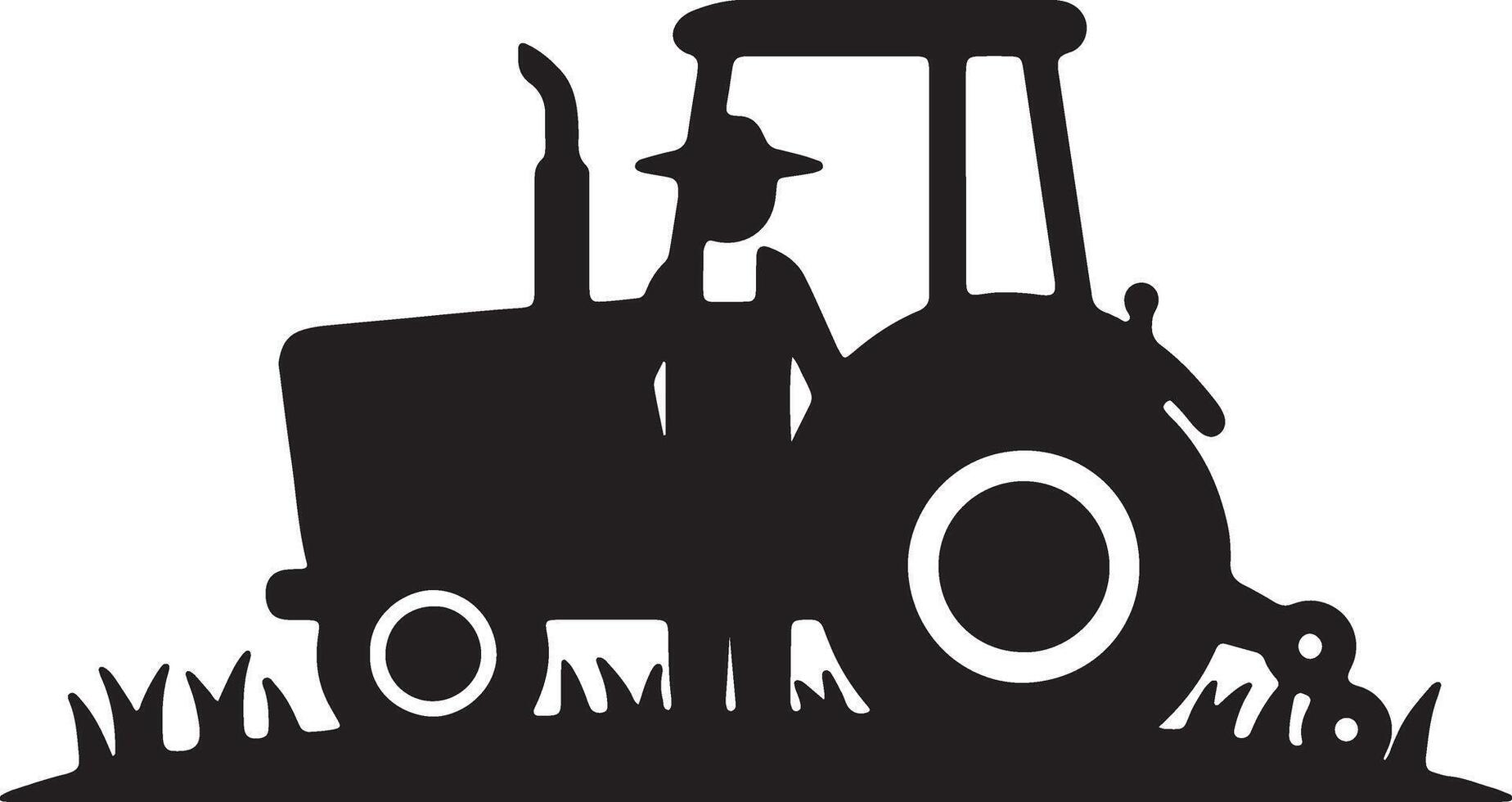 Silhouetted Farmer Operating a Tractor in a Serene Field, Idyllic Rural Scene - Professional digital artwork with vibrant colors and detailed composition vector