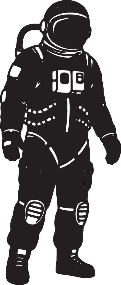 Mysterious Silhouetted Astronaut Standing Alone in the Vastness of Space, Evoking a Sense of Solitude and Wonder vector
