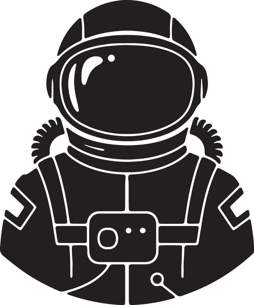 Mysterious Monochrome Astronaut in Space Suit A Bold, Stylized Illustration of Cosmic Exploration - Professional digital artwork with vibrant colors and detailed composition vector