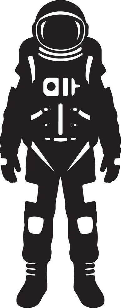 Mysterious Silhouetted Astronaut Standing in Space A Dramatic Black and White Illustration - Professional digital artwork with vibrant colors and detailed composition vector