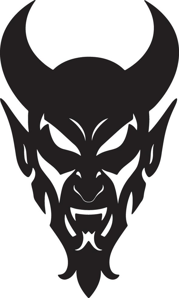 Menacing Devil Head Silhouette Fierce, Dark, and Intriguing Gothic Illustration for Halloween, Metal, and Tattoo Designs vector