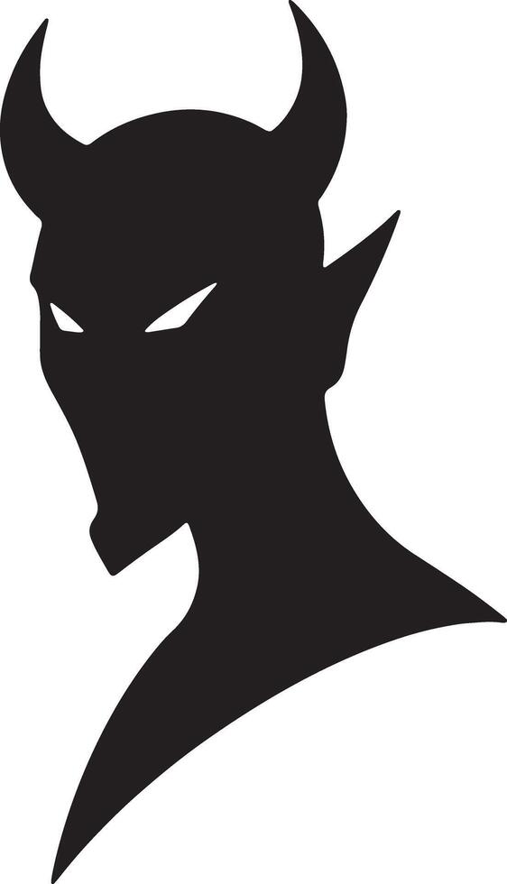 Mysterious Devil Silhouette, Dark and Ominous Head Profile Against White Background, Halloween Design - Professional digital artwork with vibrant colors and detailed composition vector