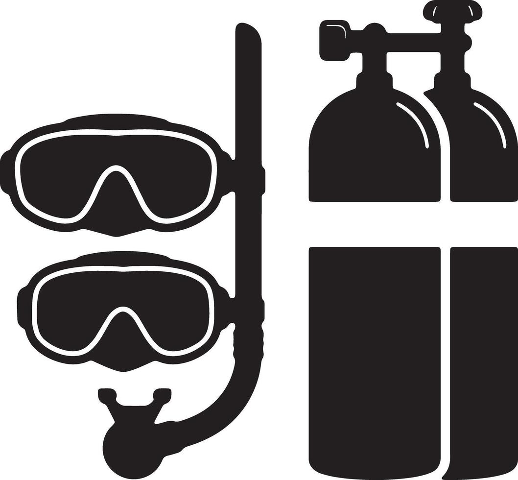Dive into Adventure Scuba Gear Icon, Snorkel Mask, and Oxygen Tanks for Underwater Exploration - Professional digital artwork with vibrant colors and detailed composition vector