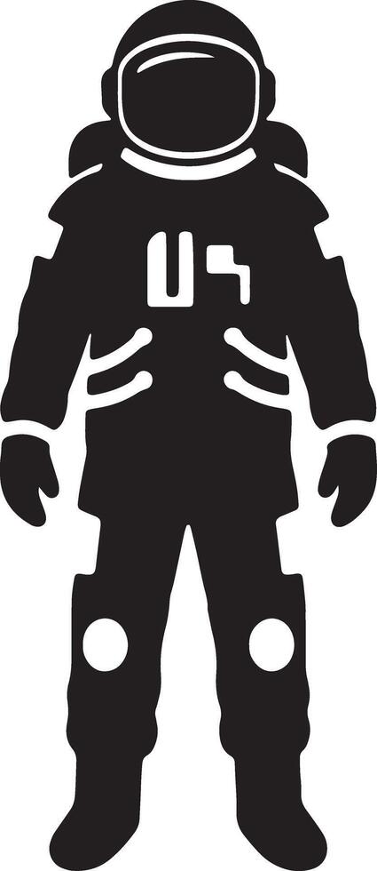 Mysterious Black and White Silhouette of an Astronaut Standing in Space, Evoking a Sense of Solitude and Exploration vector