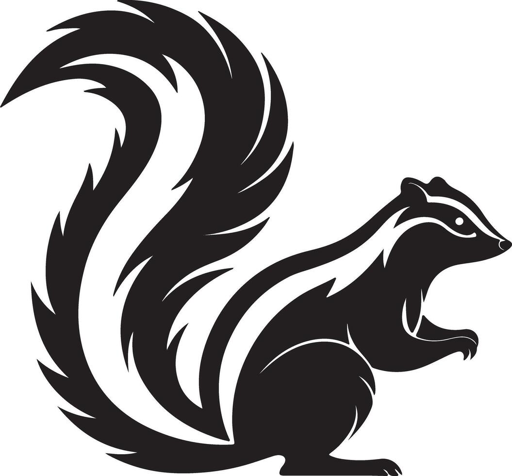 Majestic Black and White Skunk Illustration Powerful, Fierce, Wild Animal Design, Isolated on White Background vector