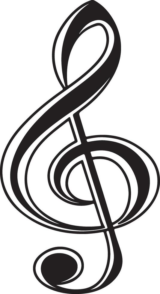 Elegant Black and White Treble Clef Symbol A Graceful Musical Note Design for Artistic Projects vector