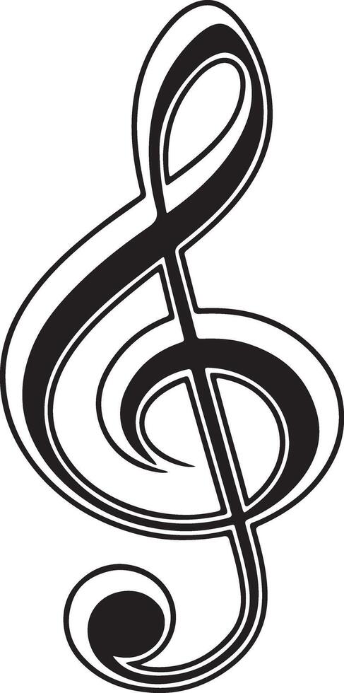Elegant Black and White Treble Clef Design A Stylish Musical Symbol for Artistic Expression and Melody vector