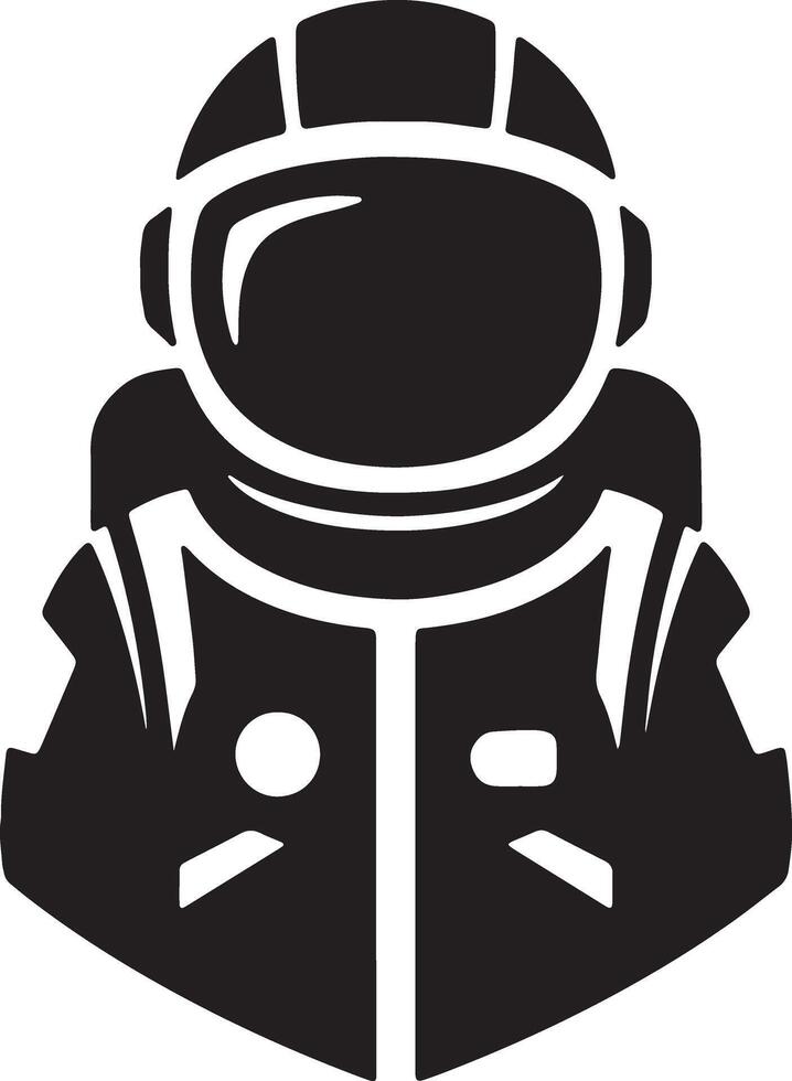 Mysterious Monochrome Astronaut Icon A Bold, Silhouetted Spaceman in a Retro Style, Conveying Exploration and Adventure vector