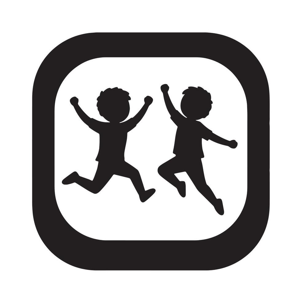 Joyful Children Leaping and Playing in a Square Frame, a Happy and Energetic Illustration - Professional digital artwork with vibrant colors and detailed composition vector