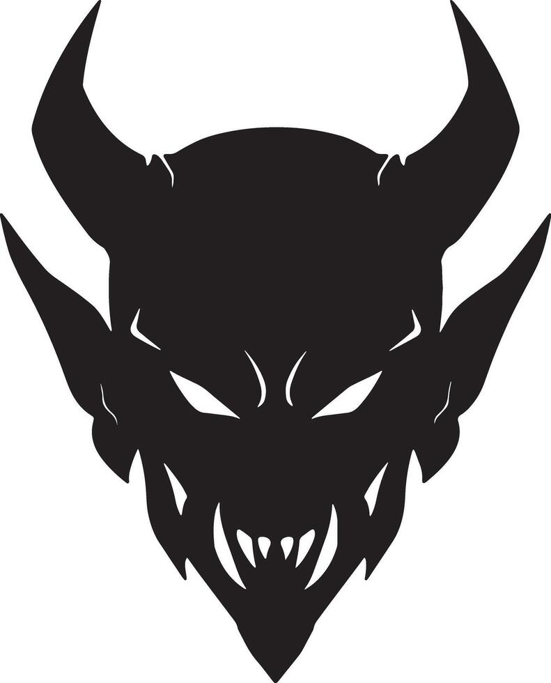 Menacing Devil Head Silhouette Fierce, Dark, and Stylized Graphic Design for Gothic, Horror, or Heavy Metal Themes vector